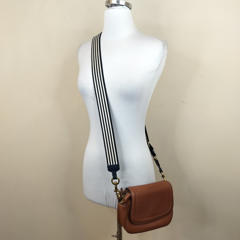 J.Crew Signet Crossbody Bag Pebbled Leather Guitar Strap Brown